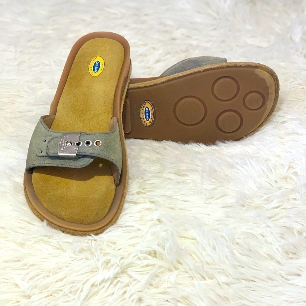 DR. Scholl's. Heaven Slide sandals, Y2K, Retro, suede leather, slide on, size 9